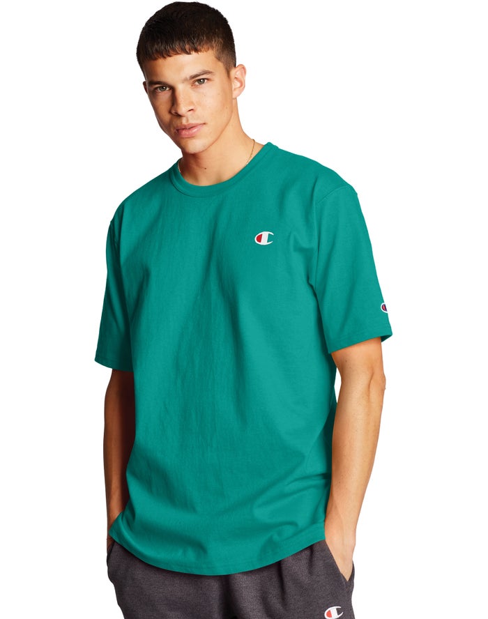 Champion T-Shirt Heren - Turquoise - Heritage C Logo ( 917864-NMT )